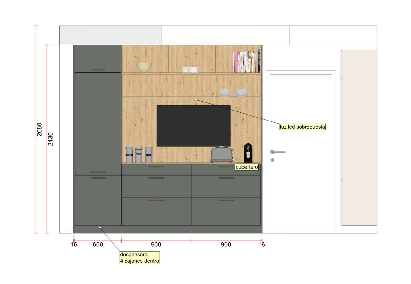 Dimensiones para tu desayunador